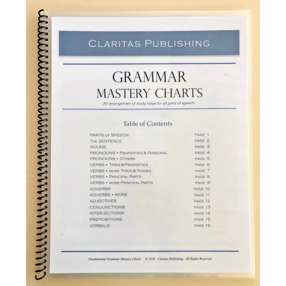 Claritas Publishing Grammar Mastery Charts Laminated Spiral Bound Like New